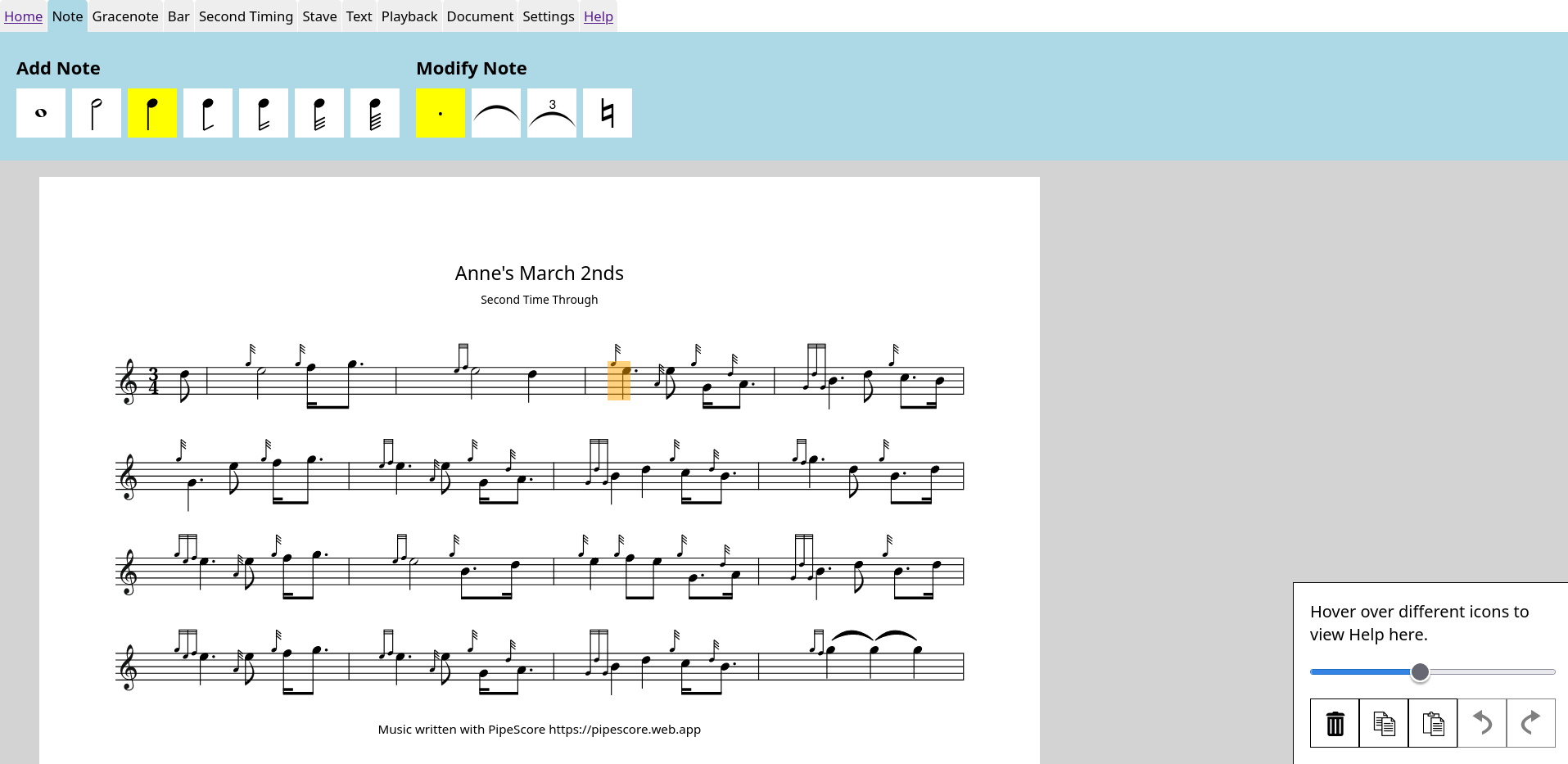 PipeScore bagpipe notation interface